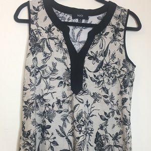 Small Sleeveless Cream/Black Blouse